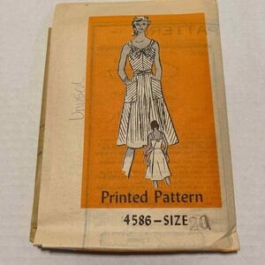 Vintage 1950s- 1960s Printed Mail Order Pattern #4586 Women's Summer Dress Sz 20